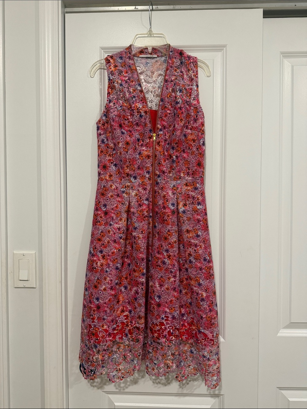 Tahari Multicolor Floral-Print Midi Dress with Lace Hem - Talika Dress